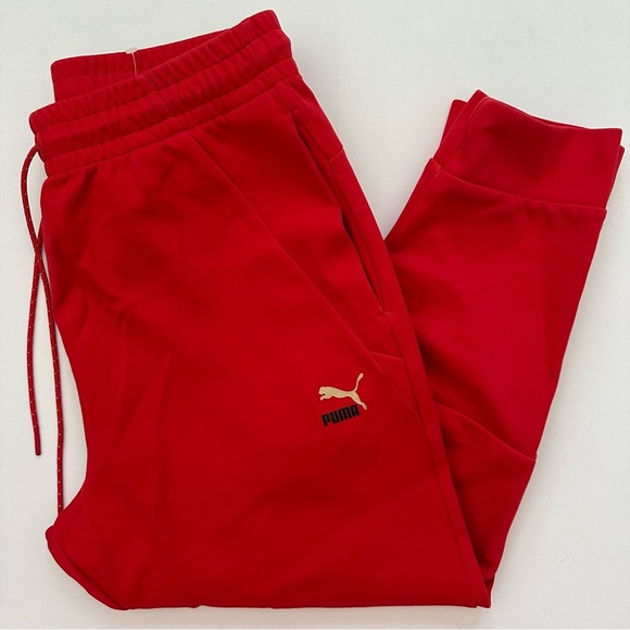 Puma Red Fleece Joggers Size L Men - Picture 1 of 12